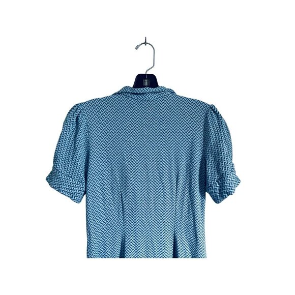 Shannon McLean shirt dress blue white zigzag stripe Size Small - Picture 10 of 10